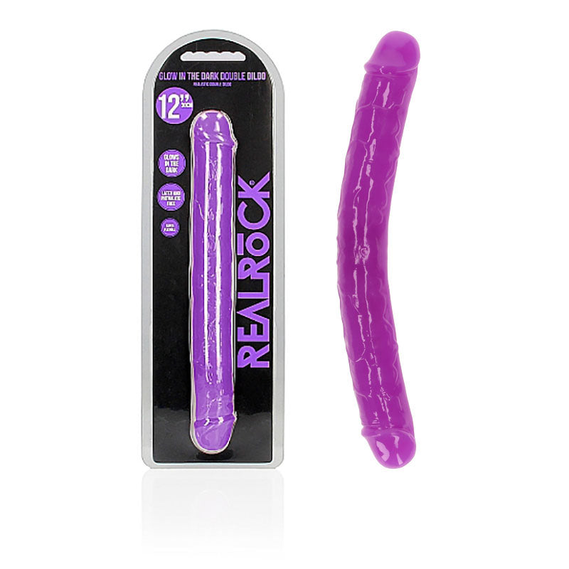 REALROCK 30 cm Double Dong Glow - Purple - Purple 30 cm (12&