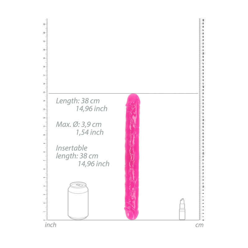 REALROCK 38 cm Double Dong Glow - Pink - Pink 38 cm (15&