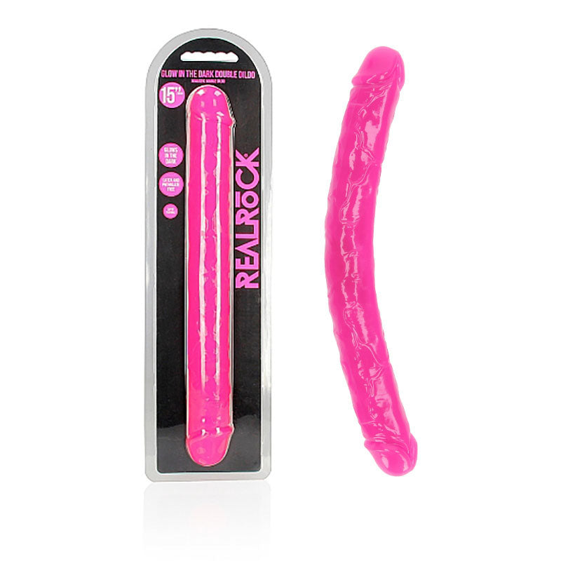 REALROCK 38 cm Double Dong Glow - Pink - Pink 38 cm (15&