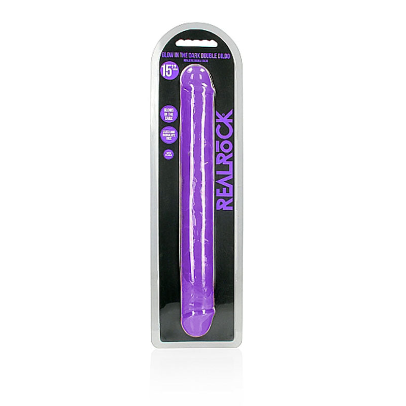 REALROCK 38 cm Double Dong Glow - Purple - Purple 38 cm (15&