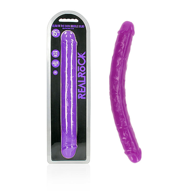 REALROCK 38 cm Double Dong Glow - Purple - Purple 38 cm (15&