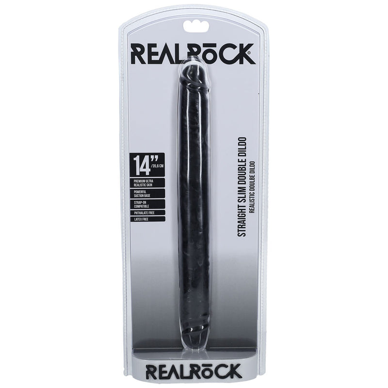 REALROCK 35cm Slim Double Dildo - Black