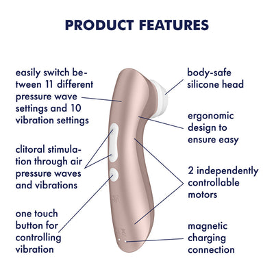 Satisfyer Pro 2+ - Touch-Free USB-Rechargeable Clitoral Stimulator with Vibration