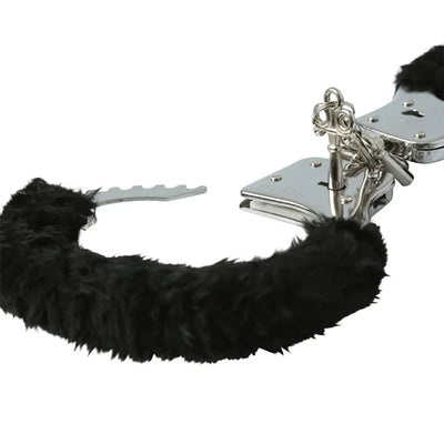 Sex & Mischief Furry Handcuffs - Black